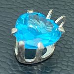 Sterling Silver Vintage 925 Blue Topaz CZ Cubic Zirconia Heart Pendant 1.3g Photo 5