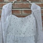 Wilfred Long Sheer Sleeves Babydoll Dress Women’s 2 White Floral Smocked Fairy Photo 1