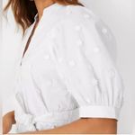 Ann Taylor Embroidered Floral White Button-Down Dress Photo 3