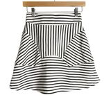 Olive & Oak White Black Striped A-Line Knit Skater Mini Skirt Size XS Photo 0