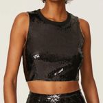 Toccin Sequin Crop Top Black Crewneck Sleeveless Glam Blouse Women’s Size S Photo 0