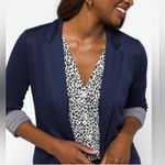 Skies Are Blue  Asa Knit Blazer Medium Navy Blue Open Front Office Career New Photo 4