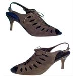 Donald Pliner Expresso Suede Leather Pump Shoe New Lace Up Peep Toe NWT $275 Brown Size 7.5 Photo 1