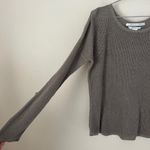 Max Studio Gray Crewneck Knit Pullover Sweater Back Buttons Linen Blend Size L Photo 2