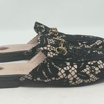 Gucci Princetown Horsebit Mules Leather Lace Overlay Black Tan Size 37 Photo 2