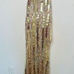 Mac Duggal NWT Nude Silver Halter Neck Embellished Detailed Back Metallic Gown 4 Photo 3