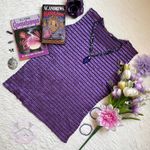 Vintage purple satin textured ruffled sleeveless tank top blouse Size M Photo 7