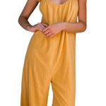 Lulus  Knot Since You Mustard Yellow Tie-Strap Wide-Leg Jumpsuit NWT Photo 0