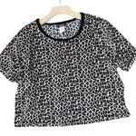 VINTAGE 90s Velvet Leopard Cropped Top Brown Size L Photo 0