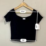 Abound Women’s Off Shoulder Smocked Crop Short Sleeve Top Black Size L NWT FLAW Photo 4