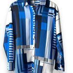 Karl Lagerfeld NWT  Paris Geometric Logo Blouse button up Long Sleeve shirt Blue choose your size msrp $89 All size available  New with tag  Same day shipping  Smoke and pets free  Add a luxurious touch to your wardrobe with this  Paris Geometric Logo Blouse button up Long Sleeve shirt. The shirt features a stylish geometric pattern in blue, black, and white colors, perfect for any occasion. It comes in sizes S/M/L/XL and is made of lightweight, breathable polyester that makes it suitable for all seasons. Super silky flowy.   The shirt's oversized design and packable feature make it a perfect addition to your fashions. The shirt is a part of the Paris Theme and has long sleeves, ideal for the colder months. The shirt is suitable for any size and does not compromise on quality. Photo 3