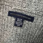 American Eagle Gray Knit Varisty Stripe Chunky Preppy Cardigan Sweater XS Photo 3