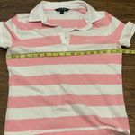 Ralph Lauren Lauren Pink and White Horizontal Striped Polo Shirt Medium Photo 10
