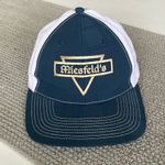 Miesfeld’s Meat Market Navy Blue and White Flat Brim Trucker Hat Adjustable Back Photo 4