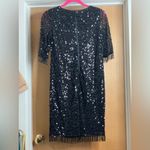Taylor BlackHalf Sleeve Beaded Tassel Sequin Mini Dress. Size Photo 3