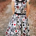 Modcloth Black and Red Card Motif Dress Photo 0