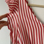 Loft Ann Taylor  Red & White Striped Flutter Tie Waist Romper Photo 7