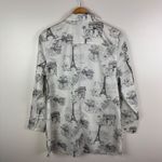 Chico's No Iron Paris Print Button Down Shirt Sz 1 Medium Long Sleeve Travel Chic Photo 4