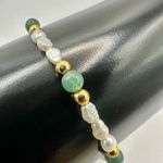 Jade freshwater Pearl stretchy bracelet Green Photo 8