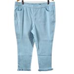 Isaac Mizrahi Live! Petite Knit Denim Crop Jean with Fringe 18WP NWOT Photo 1