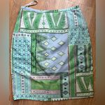 Y2K Patchwork 100% Silk Mini Skirt Green Blue Size 4 Lizzie McGuire Vibes Photo 2
