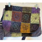 Boho Hippie Crossbody Shoulder Bag Patchwork Peace Sign Colorful Purple Photo 0
