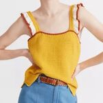 Madewell  Crochet Knit Mustard Sweater Tank Photo 0