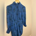 G.P.D. Mirabel Blue Floral Long Sleeve Mini Dress Mock Neck Open Back Size 2 Photo 3