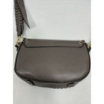 Taupe Cross Body Bag Snap Front Flap Braided Shoulder Straps Gold Photo 3