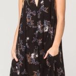 Free People Charcoal Floral V-Neck Tunic dress/Top M Photo 0