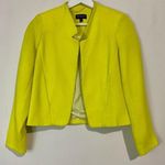 Topshop Women’s Open Front Cropped Blazer Neon Yellow Size 0 FLAW Photo 0