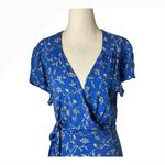 Amuse Society  Dress Women Medium Blue Coast Floral Summer Safari Wrap Maxi Boho Photo 4