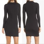 Naked Wardrobe Mock Neck Ribbed Long Sleeve Bodycon Mini Dress: Black Photo 1