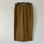 ZARA Tan Brown High Rise Wide Leg Pleated Pull On Cropped Trouser L NWT Photo 1