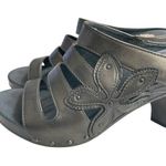 Dansko Rare NIGELLA Black Leather Strappy Flower Sandal Mule Heel 40 women 9.5 Photo 7