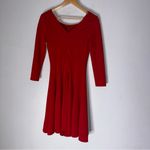 Anthropologie  Sundays in Brooklyn XS‎ Red Dress Scalloped Fit N Flare Cocktail Photo 3