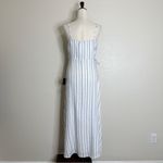 Lulus NWT  Adoring the Weekend White Blue Striped Wrap Midi Dress, Sz Medium Photo 8