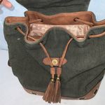 Simply Noelle  Olive~Tan Canvas~Faux Leather Backpack 13X16X6 Adjustable Straps Photo 6