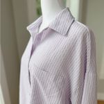 Better Be  Purple and White Striped Oversized Button Down Shirt Size Small Photo 4