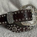 Vintage 90s Nocona Western Belt Studded Rhinestones Leather Women's‎ Medium Silver Photo 0