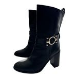 NAPOLEONI Italian Handcrafted block Mid Calf Leather black Boots Sz 39 US 8 Photo 1