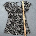 Tailor B.Moss Square Neck Tie Back Blouse Top Women's Small Stretch Black/Brown Black Photo 3