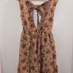 House of Harlow  Linen Floral Deep V-neck Bow Back Mini Dress small Pink Photo 2