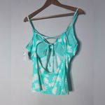 Arizona Jeans New Junior’s XXL Teal Floral Daisy Swim Top Bikini V neck Swimsuit Swimwear Photo 4