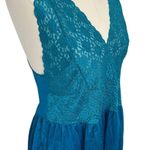 Vanity Fair Vintage  USA Turquoise Blue Lace Full Length Night Dress Gown size L Photo 1