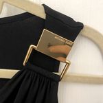 Michael Kors Cowl Neck Sleeveless Black Blouse with Gold Metal Buckle Strap Photo 1