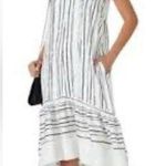 3.1 Phillip Lim  White Black Stripe Hi-Low Painted Dress 4 EUC Photo 0