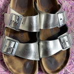 Birkenstock  Arizona Soft Footbed Women Size 40 Leather Silver Metallic Sandals Photo 0