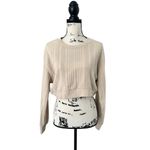 SheIn  Cream Cropped Ribbed Sweater | Women’s S | Long Sleeve Knit Top Photo 3