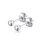 Boutique NEW Rhodium 925 Sterling Silver Ball Stud Earrings Classic Round‎ Sphere, 6mm Photo 4